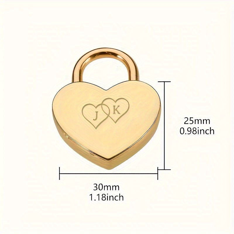 Personalized Heart-Shaped Lock with Key, Custom Initials Gift